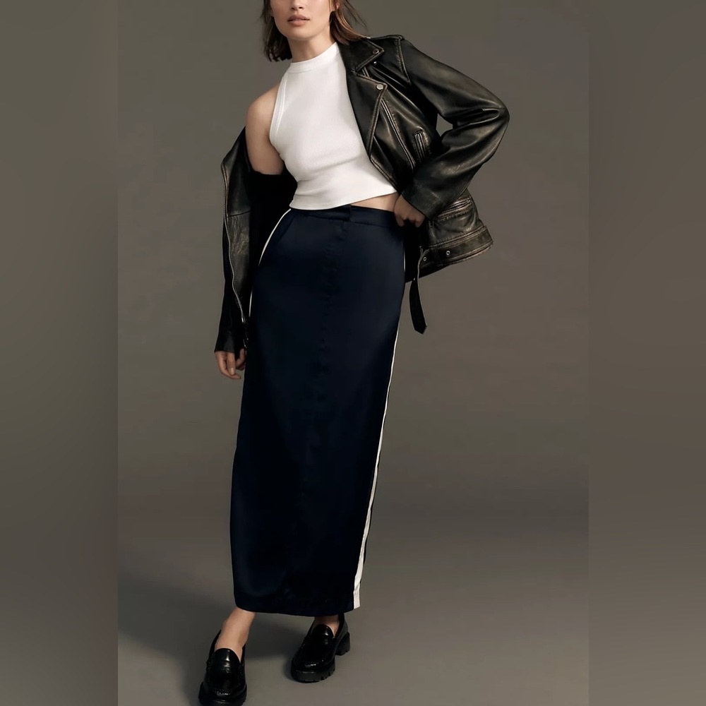 NWT Sunday in Brooklyn Varsity Slip Skirt Navy Size M